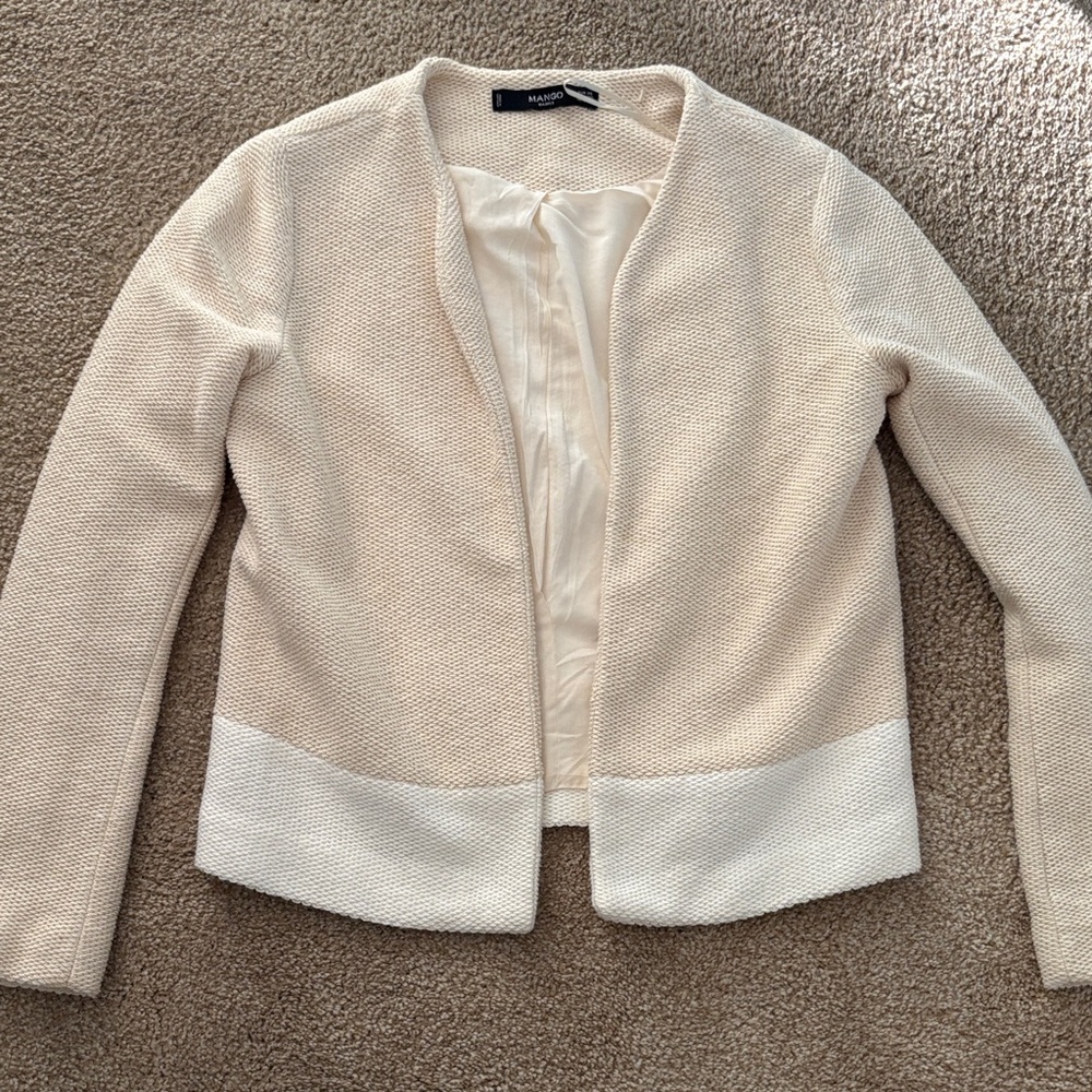 Mango Women's Cardigan in Cream and White
